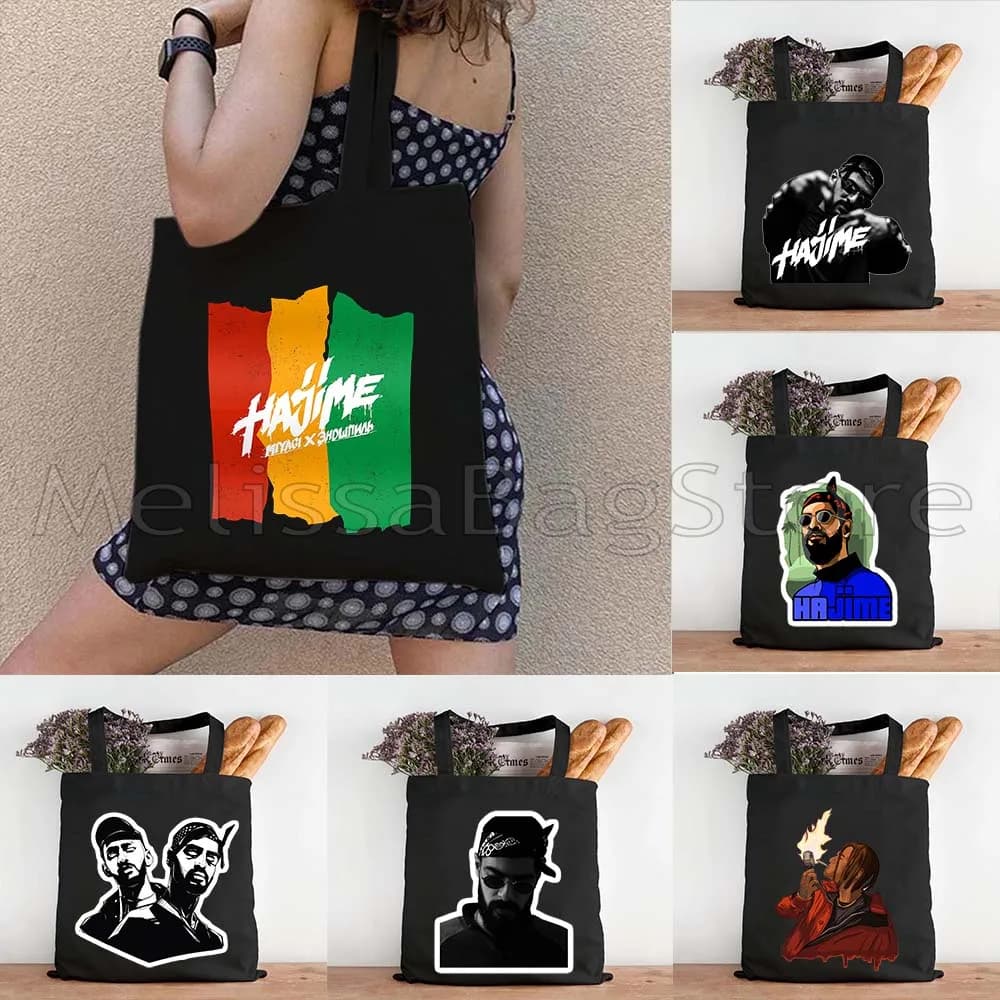 6 Pezzi Borsa a Tracolla in Tela Hajime Miyagi Andy Panda Great Rap per Donne, Borsa Harajuku, Shopper Riutilizzabile in Cotone