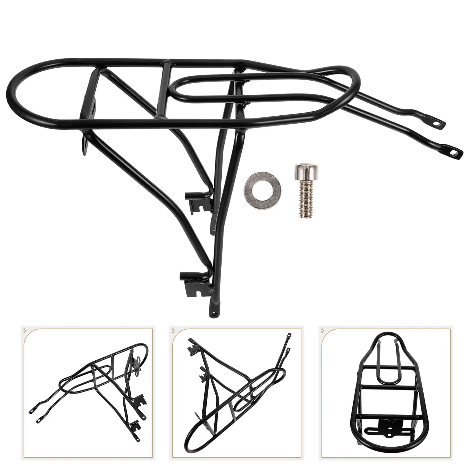 Portapacchi Posteriore per Bicicletta, Supporto Robusto, Design Elegante, Nero, Portaoggetti per Sedile Posteriore
