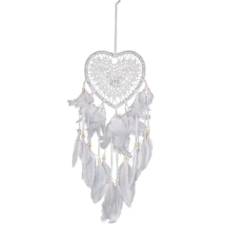 AS63-Heart Boho Dream Catcher, With LED Light Heart-Shaped Dream Catcher Pendant Boho Style Decoration For Girls Gifts