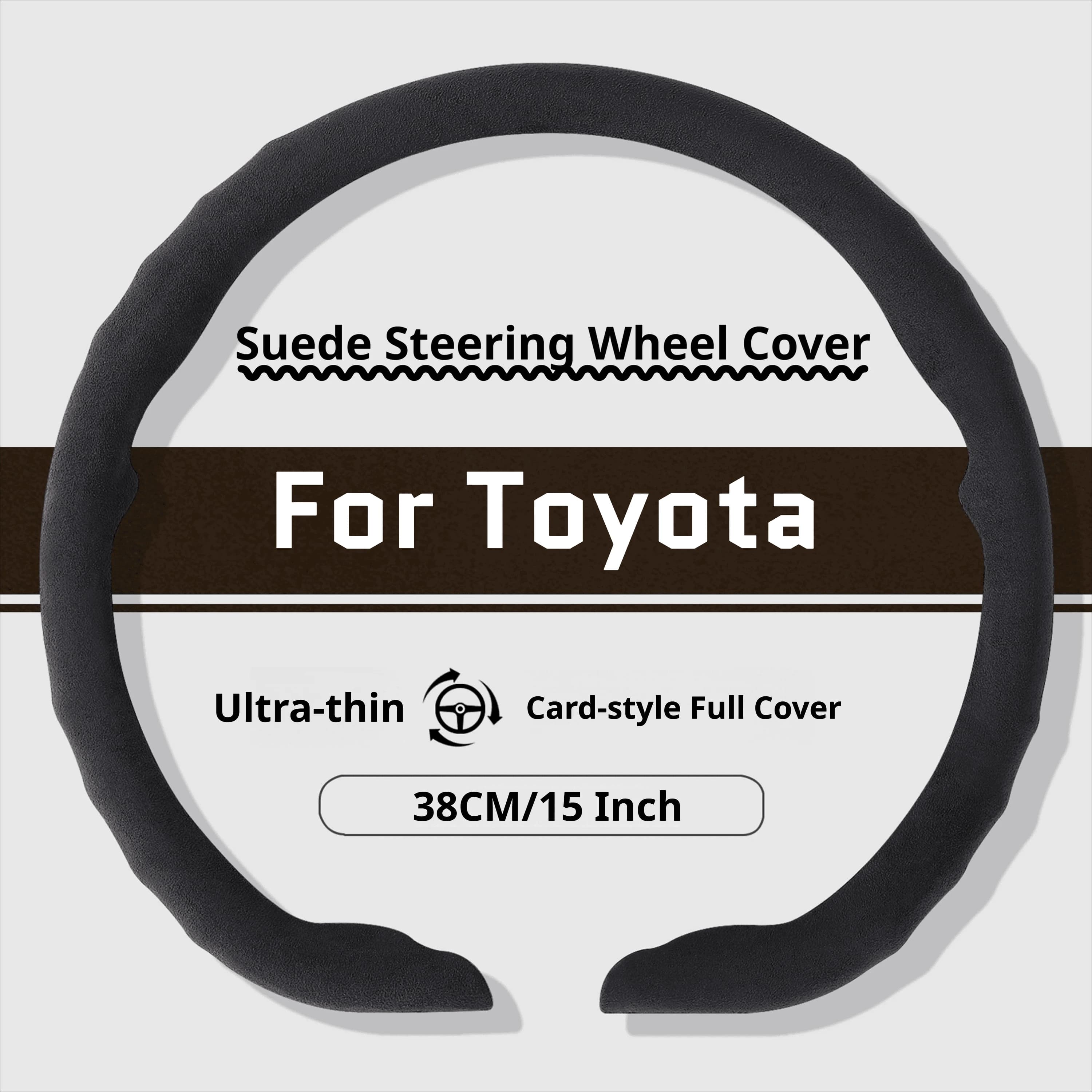 Ultra‑Thin Suede Car Steering Wheel Cover For Toyota RAV4 Highlander Camry Corolla Yaris CH‑R Prado Hilux Non‑Bulky Easy Install