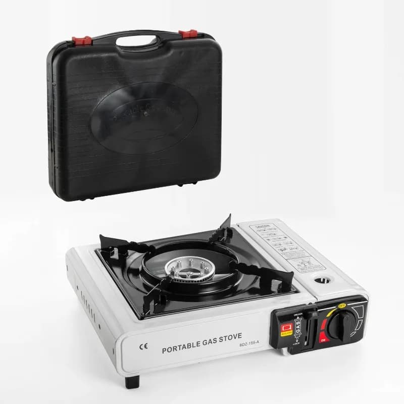 Light Portable Gas Stove with Butano Cartridge Burner and Design Windproof for Camping, BBQ, Picnic and Hot Pot Cover for Open