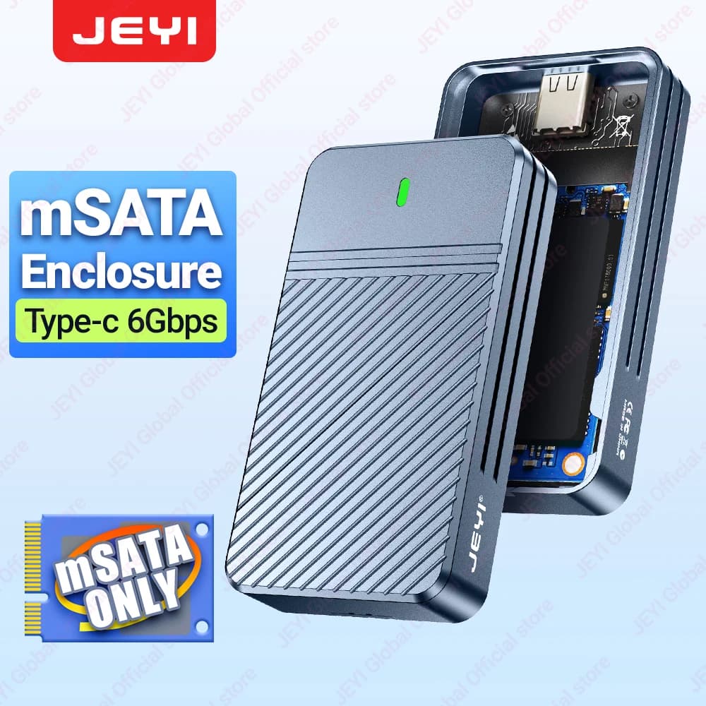 JEYI Custodia adattatore per custodia SSD da mSATA a USB 3.1 Gen2 da 10 Gbps con porta di tipo C per disco rigido interno a stato solido mSATA