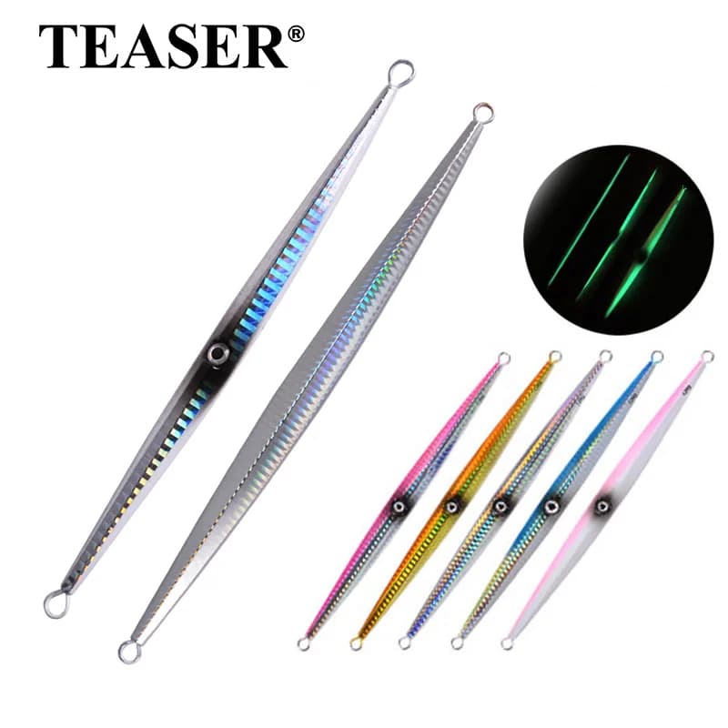 TEASER J21 Offerta speciale su Jig Lure, pesca in barca di acque profonde ad affondamento lento, esca per pesci in piombo con piastra in ferro a fissaggio lento, esca bionica