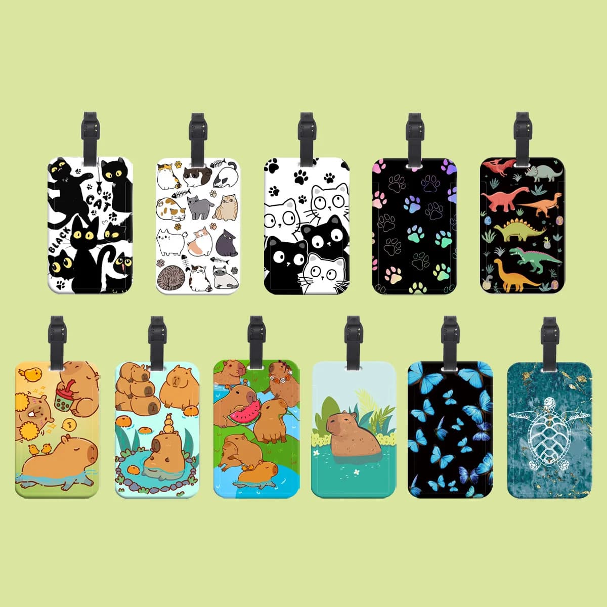 Simpatici gatti neri Etichette per bagagli da viaggio Valigia Animali dei cartoni animati ID Indirizzo Titolare Bagagli Etichette d'imbarco Accessori per etichette portatili