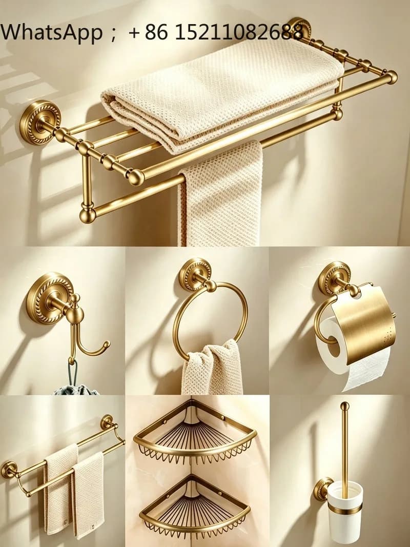 SCY retro brass towel rack non-punching bathroom bathroom pendant bath towel rack bathroom rack