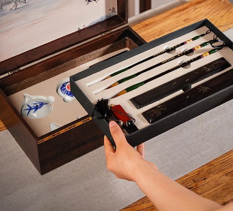 Study Four Treasures Gift Box Pen, Ink, Paper and Inkstone Full Set of Pen and Calligraphy Gifts Special Inkstone