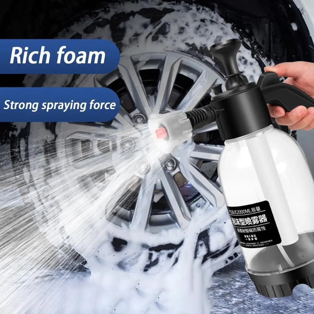 2L Portable Foam Sprayer for Auto, High Pressure Manual Pump, Transparent Spray Bottle for Washing, Automotive Cleaning Tool