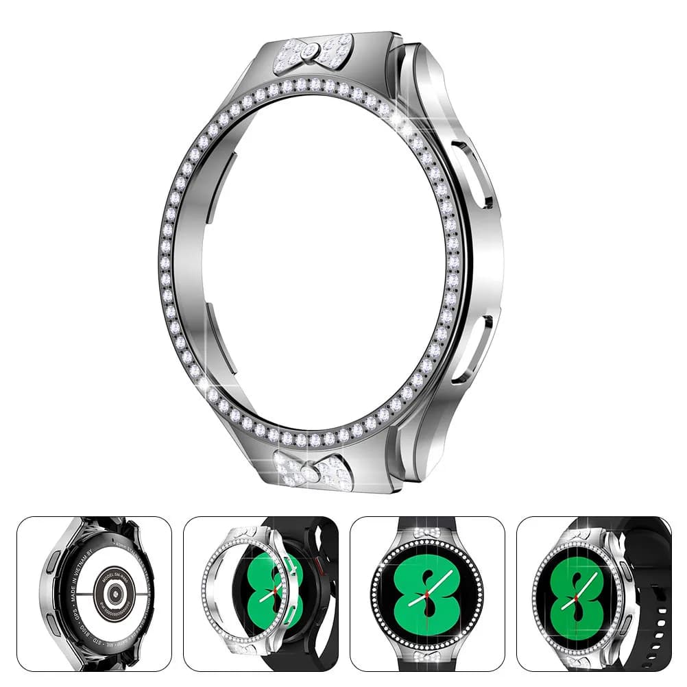 Custodia Protettiva per Smartwatch in PC con Decorazioni Scintillanti in Cristallo, Facile da Installare e Rimuovere, Design Cavo