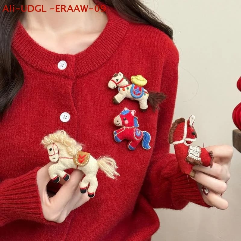 Zodiac Year Themed Fabric Pony Brooch, Woman's Coat & Scarf Pin with Niche Design Corsage