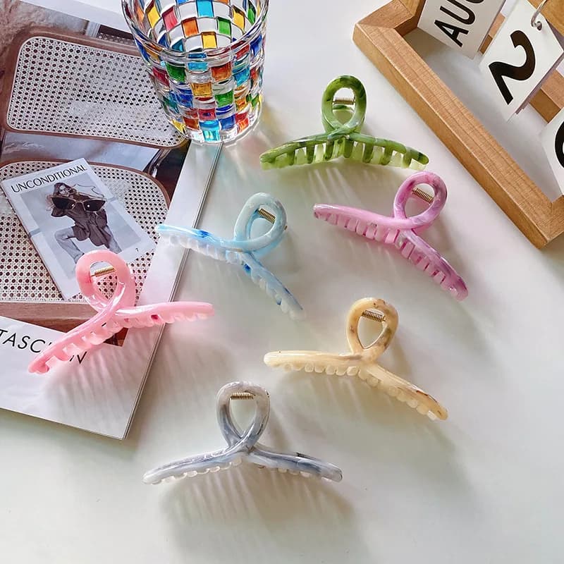 Forcine per capelli in plastica colorata a forma di T 11CM INS Summer per donne ragazze moda clip per artigli per capelli in acrilico