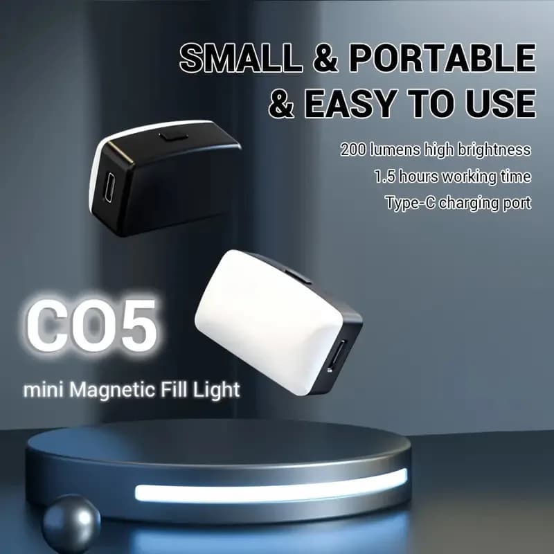 Mini Luce LED Magnetica per Selfie, Compatibile con iPhone, Samsung, iPad, Clip per Telefono, Flash ad Anello, Illuminazione per Video e Foto