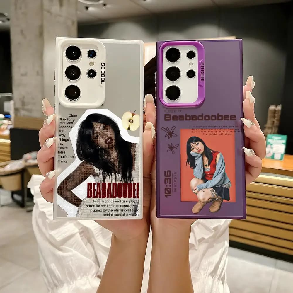 Cover per telefono in silicone argento Cool Singer B-BeabadoobEES per Samsung Galaxy S25 Edge S24 S23 S22 S21 S20 Ultra