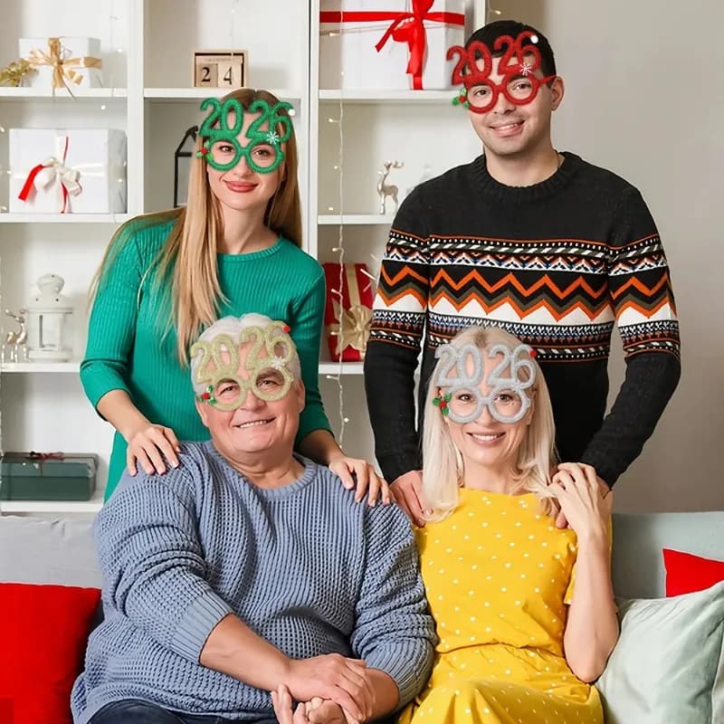 Occhiali Digitali Divertenti per Natale 2026, Decorazione per Feste, Cornice Fotografica per Capodanno, Accessori per Celebrazioni Festive
