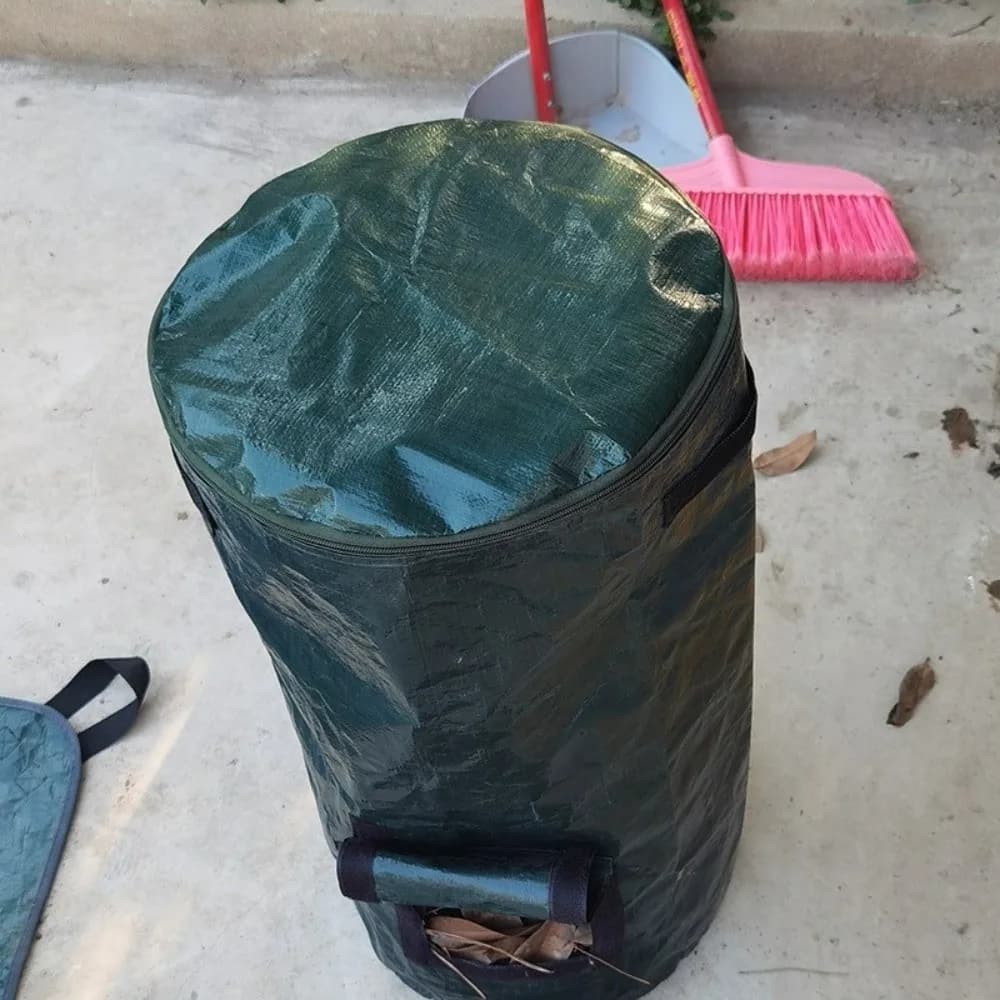Sacchi per Compostaggio Resistenti all'Usura con Coperchio a Zip, Sacchi per Rifiuti da Giardino Sigillati, Sacchi Pieghevoli Riutilizzabili per Foglie e Prato, Compostaggio Esterno
