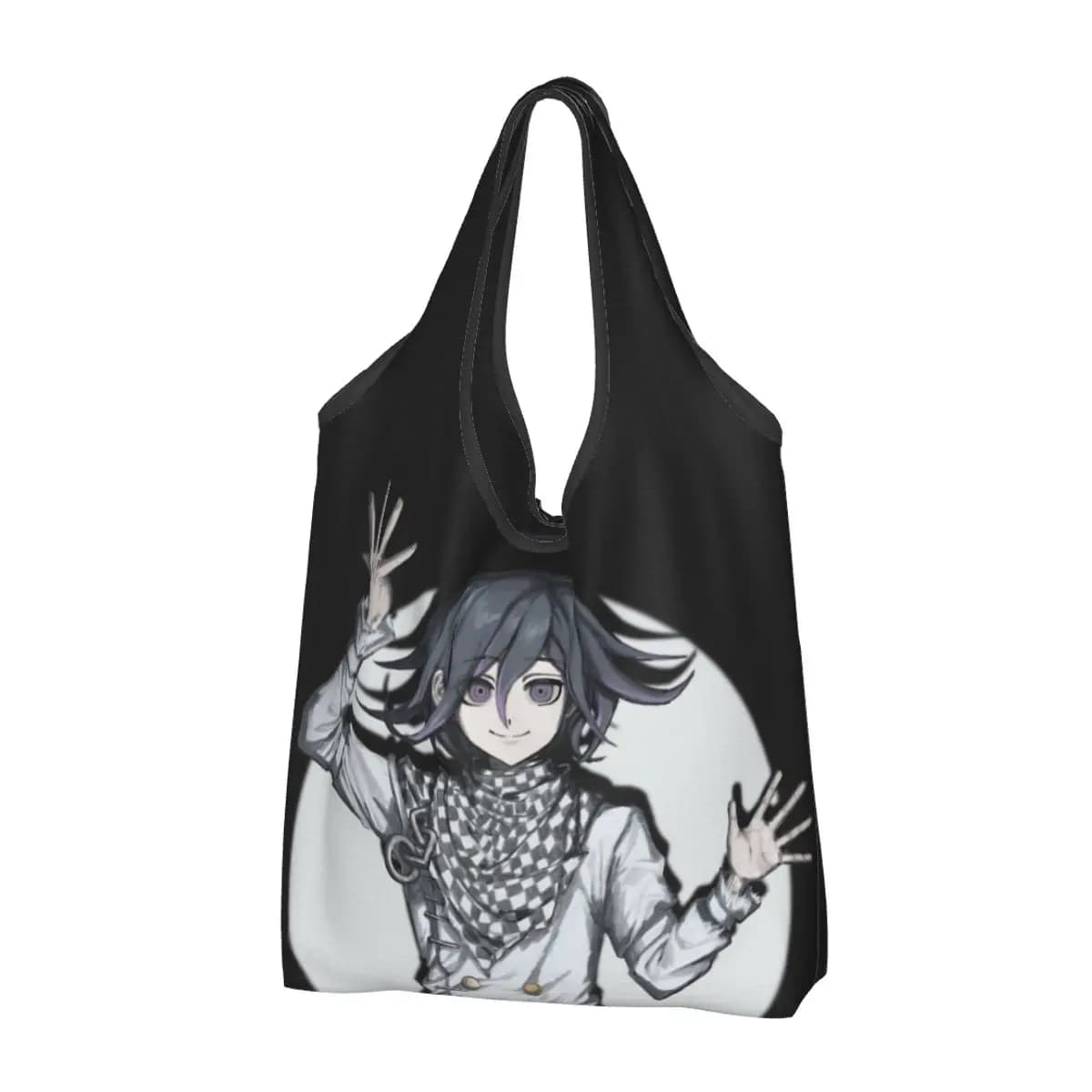 Borsa per la spesa riutilizzabile Kokichi Oma Borsa per la spesa pieghevole lavabile in lavatrice Danganronpa Amine Borsa grande ecologica per riporre oggetti attaccata