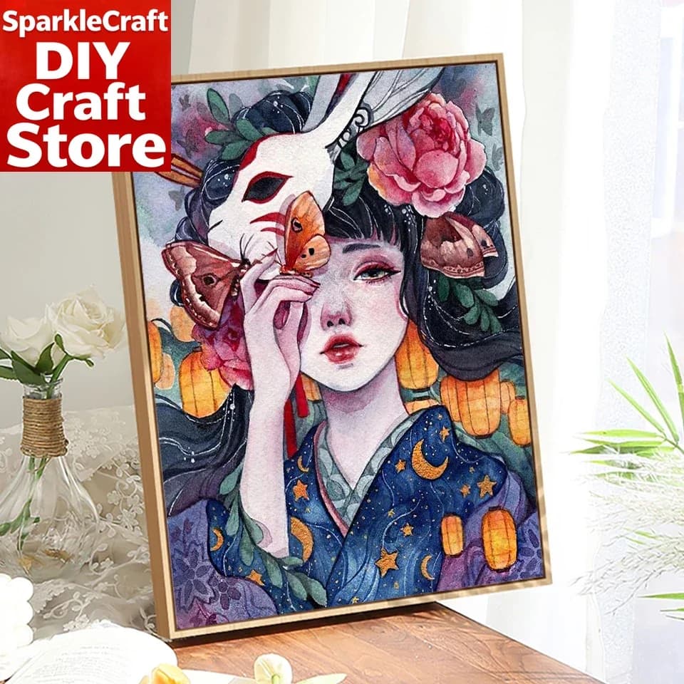 1PC frameless 5D Diy Diamond Painting Cartoon Girl Portrait Full Square/Round Diamond Embroidery Mosaic Kit HD Quality Handmade