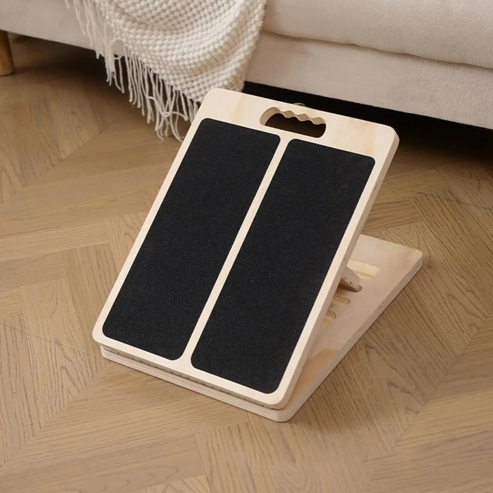 Elastic table for calves Foldable elastic table for wood calves Adjustable plantar elongation block for training Pilates Yoga
