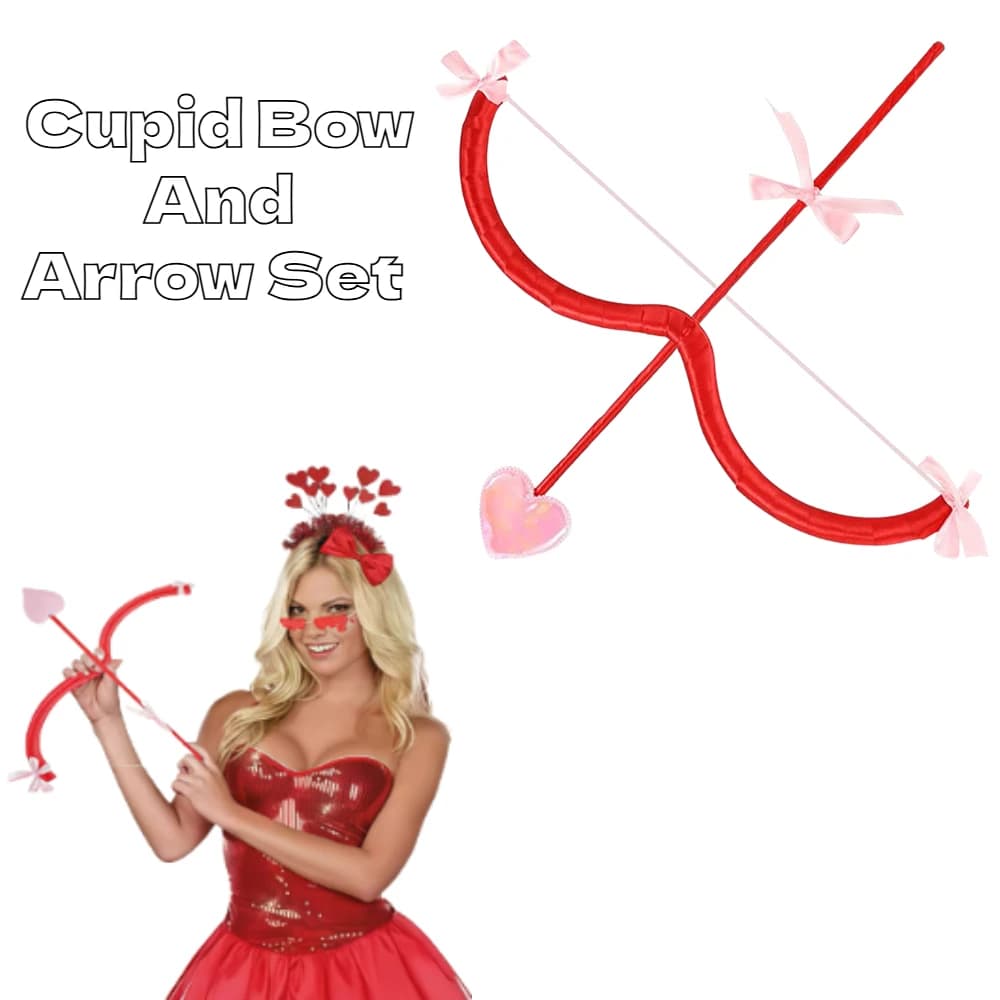 Set Arco e Frecce di Cupido per Adulti e Adolescenti, Freccia a Forma di Cuore Rosa e Rossa, Accessori per Feste di San Valentino, Regali per Travestimenti da Angelo