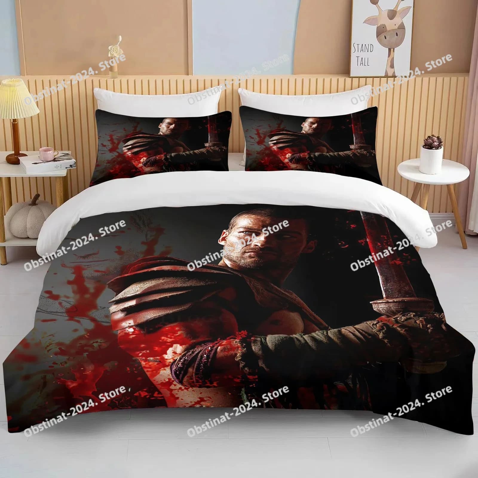 Set di Biancheria da Letto Ispirato ai Gladiatori dell'Antica Roma, Copripiumino Guerriero, Set Tre Pezzi per Letto Singolo, Matrimoniale, Queen Size