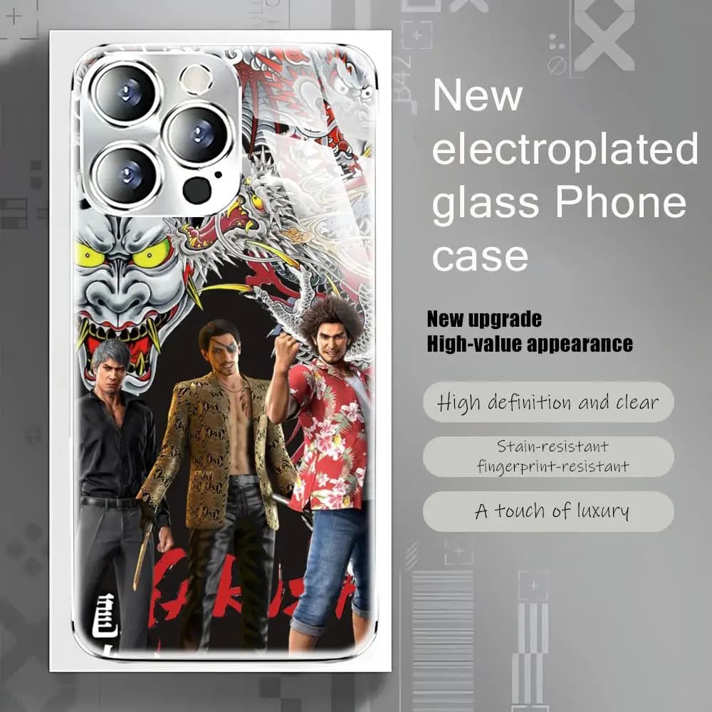 Yakuza Kiwami 3 & Dark Ties Phone Case For iphone 17 AIR 16 15 14 13 12 Pro Plus Max Electroplated glass Case