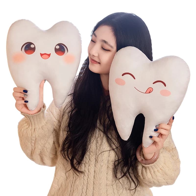 Cuscino Peluche a Forma di Dente Kawaii 20/30/40CM, Simpatico Giocattolo Morbido Simulato, Regalo di Compleanno