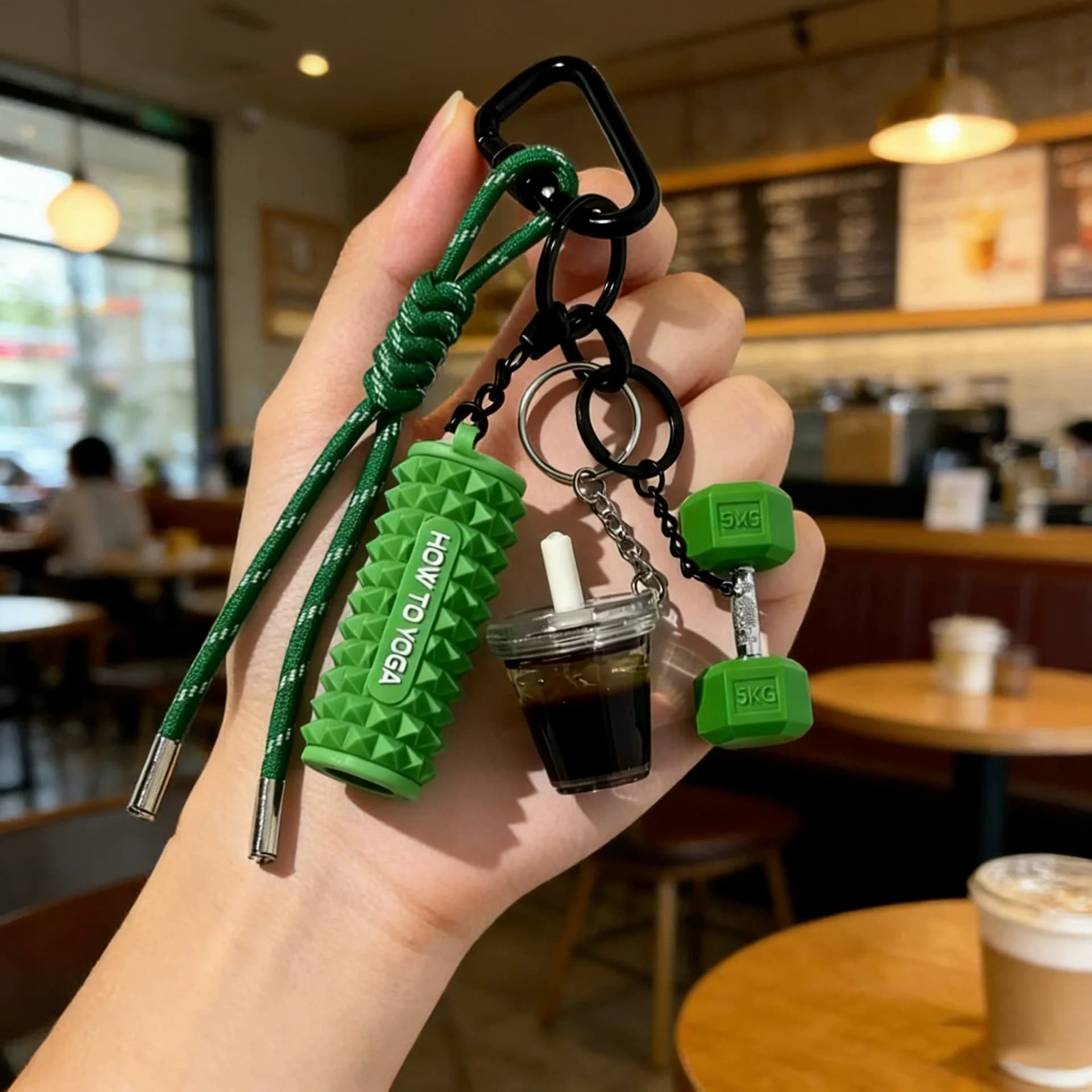 Silicone Gym Yoga Keychain Dumbbell Charm for Backpack Bag Purse Kettlebell Fitness Keychain Gift for Fitness Enthusiasts