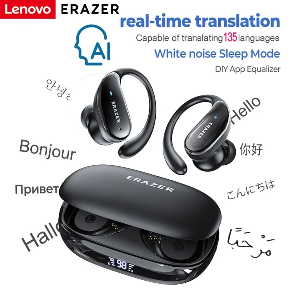 Erazer XT80 Bluetooth Headphones With Microphone True Wireless Earphones Button Control Earhooks Waterproof Low Latency Headset