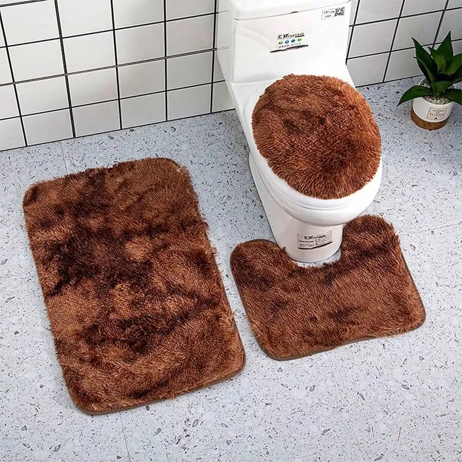 SGIAWETA-3pcs Bathroom Carpet Set With 3pcs Shower Mat, U-Shaped Toilet Mat And Super Absorbent Ultra-Fine Fiber Plush Bath Mat, Slip Resistant, Machine Washable, Fluffy Bath Rug Home Bathroom Decor Outdoor Rug Door Mat Fall Decor Bathroom Accessories Bac
