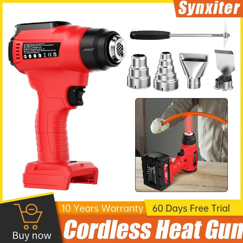 Pistola di calore a batteria per Milwaukee M18 Pistola ad aria calda elettrica portatile a batteria con ugelli per artigianato Utensile elettrico per avvolgimento termoretraibile