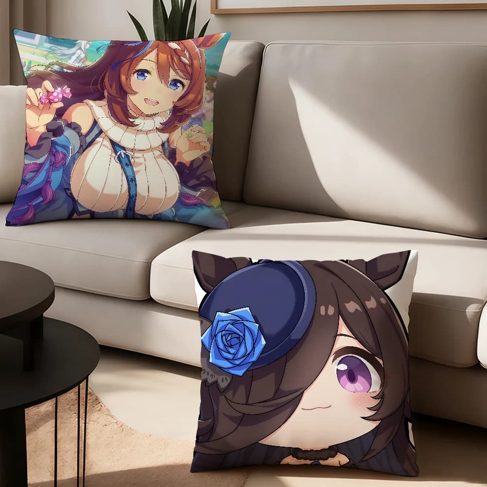 Federa per cuscino Anime Umamusume Pretty Derby Super Creek, cuscini da ufficio adatti per divano, auto, camera da letto, federa decorativa