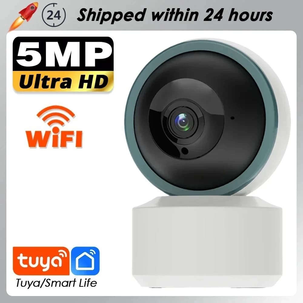 Tuya Smart Life 5MP Wifi PTZ Telecamera di sicurezza IP Indoor Auto Tracking Telecamera di sorveglianza CCTV wireless Audio bidirezionale Baby Monitor