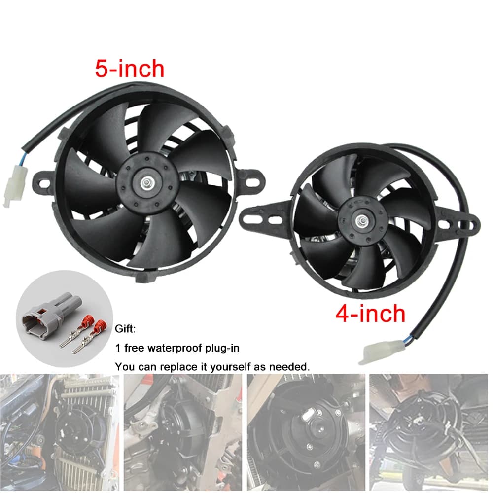 Universal Motorcycle 4" 5" Radiator Cooling Fan Oil/Water Cooler Electric Fans 12V for Pit Dirt Bike Motocross ATV Quad Go Kart