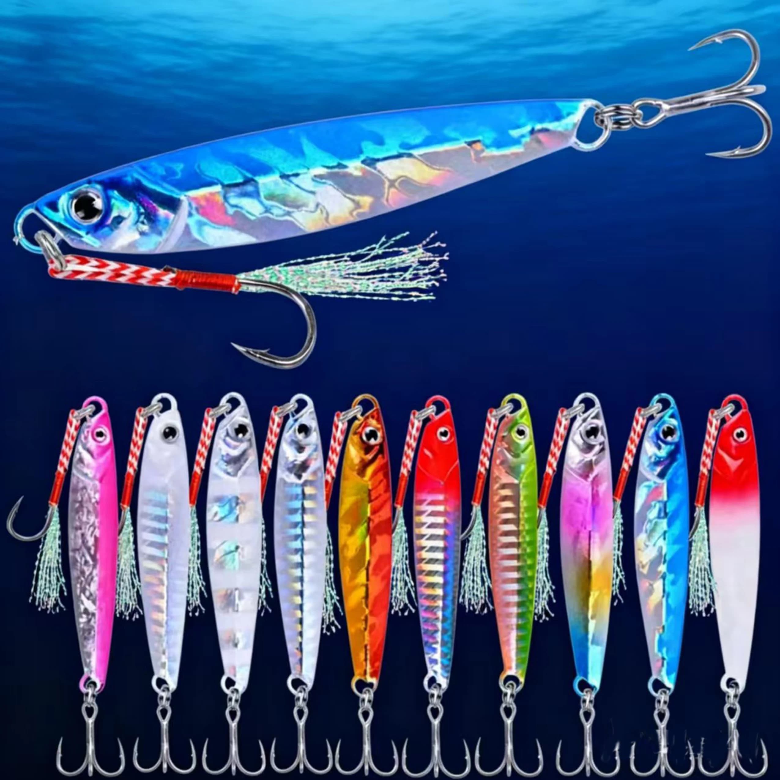 10 pz Metallo Jig 7g 10g 14g 17g 21g 28g 40g Mare Shore Casting Jigging esche Maschere Cucchiaio di Acqua Salata richiamo di Pesca Set Esche Artificiali