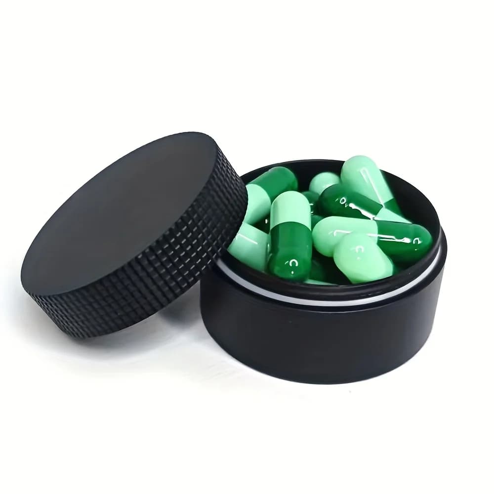 Small pill holder, round metal portable pill holder, waterproof travel pills, vitamin holder for medicines with pocket bag
