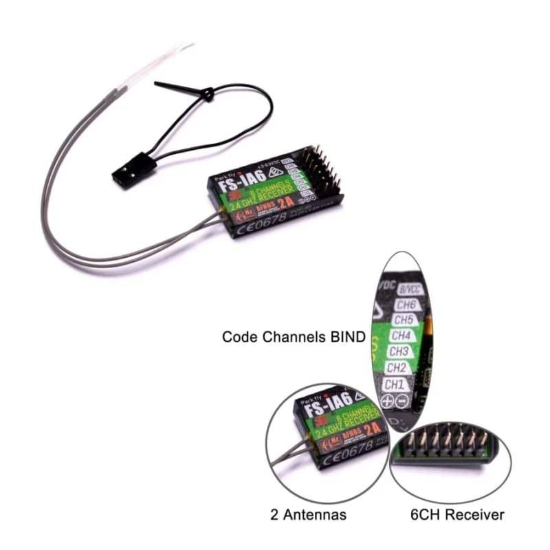 Receiver Flysky FS-IA6 6CH double antenna iBus PPM -105dBm light 15g for FS-i6 GT2E i10 FPV Racing Drone