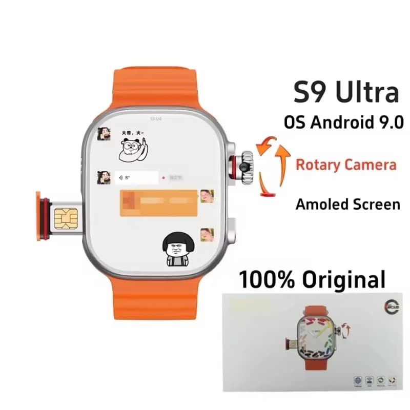 Smart watch Android CDS9 S10 Ultra 4G 100% original with rotating camera Play Store WiFi GPS 8 + 128 GB Smartwatch Amoled 2.2 inch
