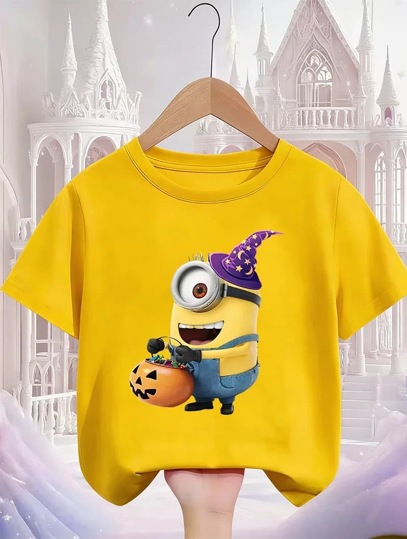Maglietta Estiva per Bambini Stile Minion, Moda Coreana Trendy e Vivace, Traspirante e Ventilata, Manica Corta per Sport e Tempo Libero