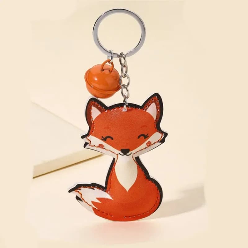 Portachiavi volpe cartone animato farcito PU bella volpe con piccola campana portachiavi creativi ornamento borsa donna