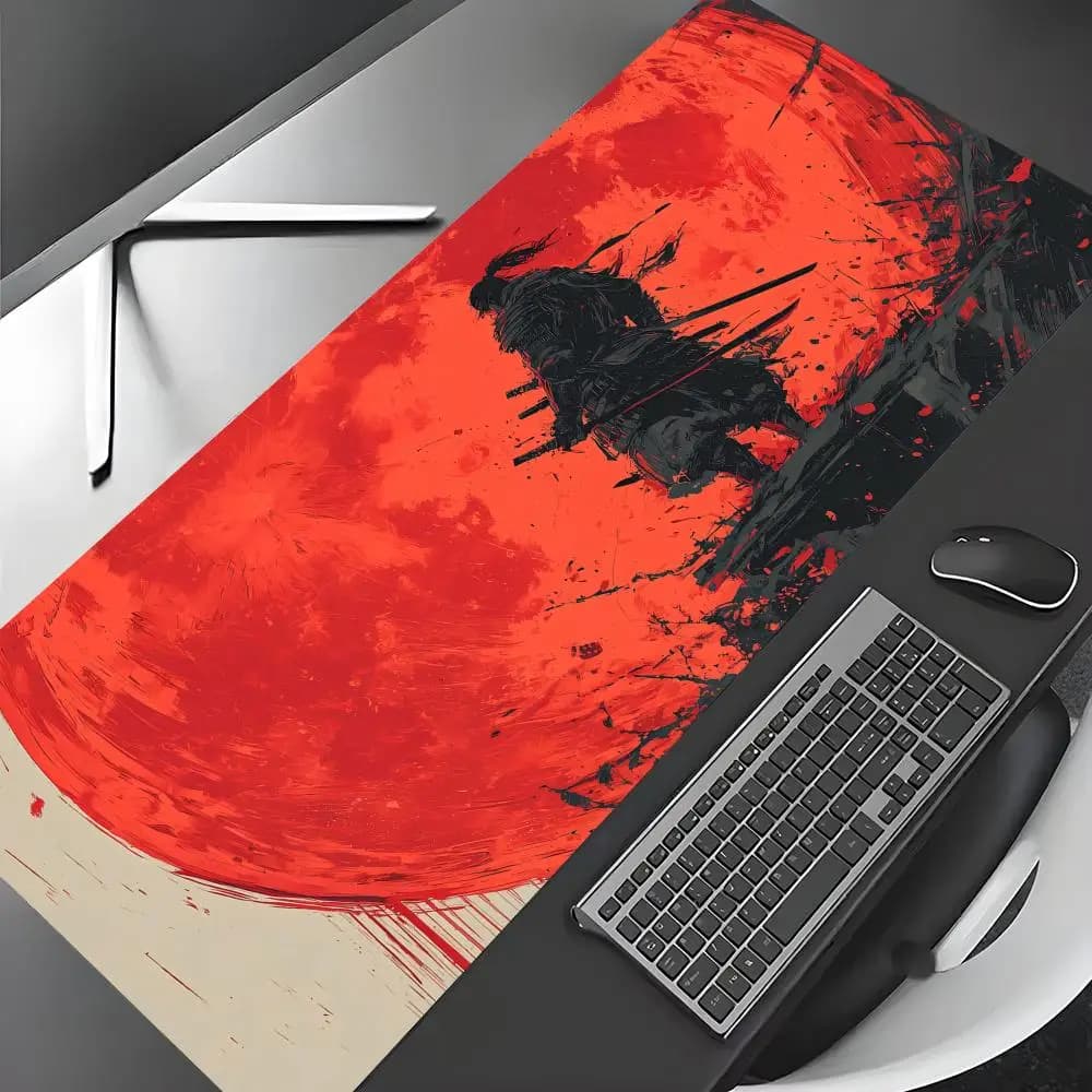 Tappetino per mouse grande Blood Moon Warrior, tappetino da scrivania antiscivolo e resistente, tappetino da gioco, accessori da scrivania, tappetino per mouse, tapis de souris, tappetino esteso