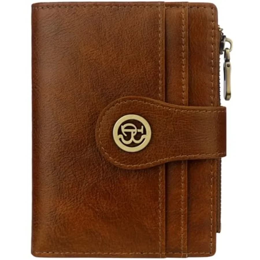 Portafoglio in Pelle da Donna, Portafoglio Compatto con Blocco RFID, Portacarte Sottile Bifold con Tasca Portamonete con Cerniera