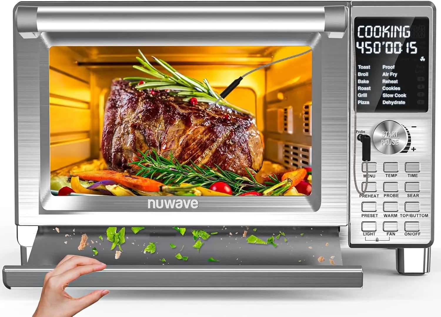 Forno tostapane XL Pro Air Fryer con super convezione, 100 preimpostazioni, sonda intelligente, senza PFAS, acciaio inossidabile