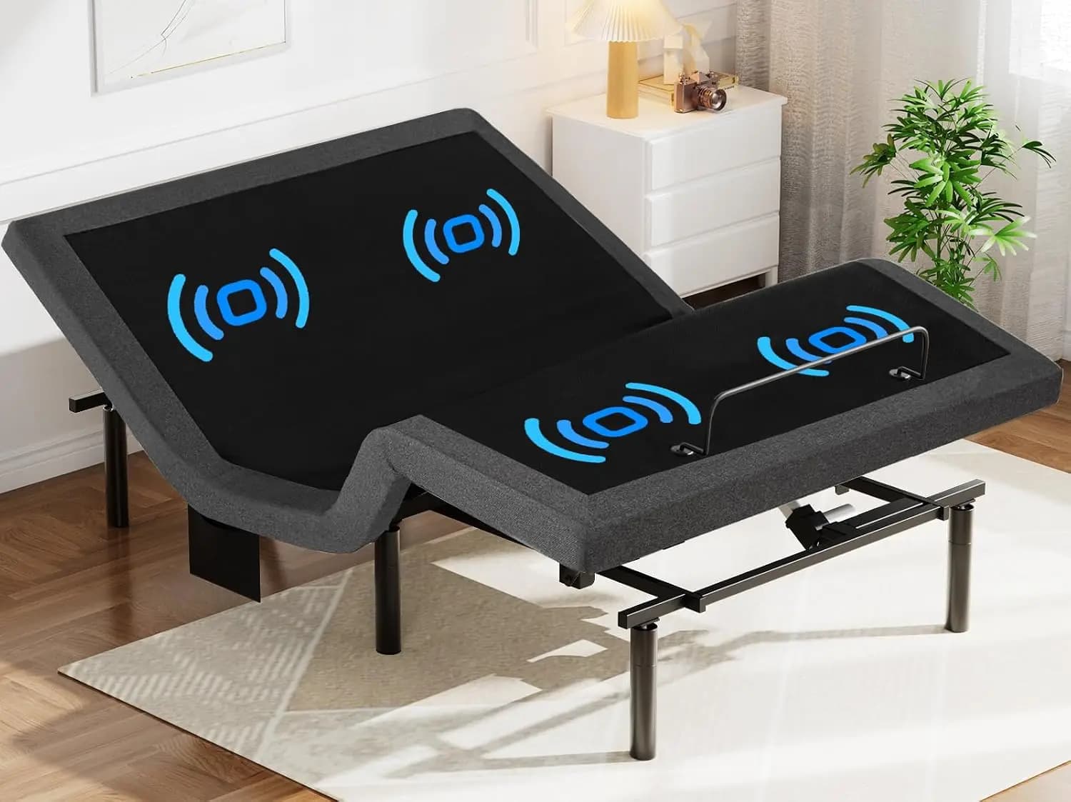 Adjustable Electric Bed Frame with Massage, Head & Foot Incline, USB Ports, LED Lighting, 4 Height Options, Queen, Customized