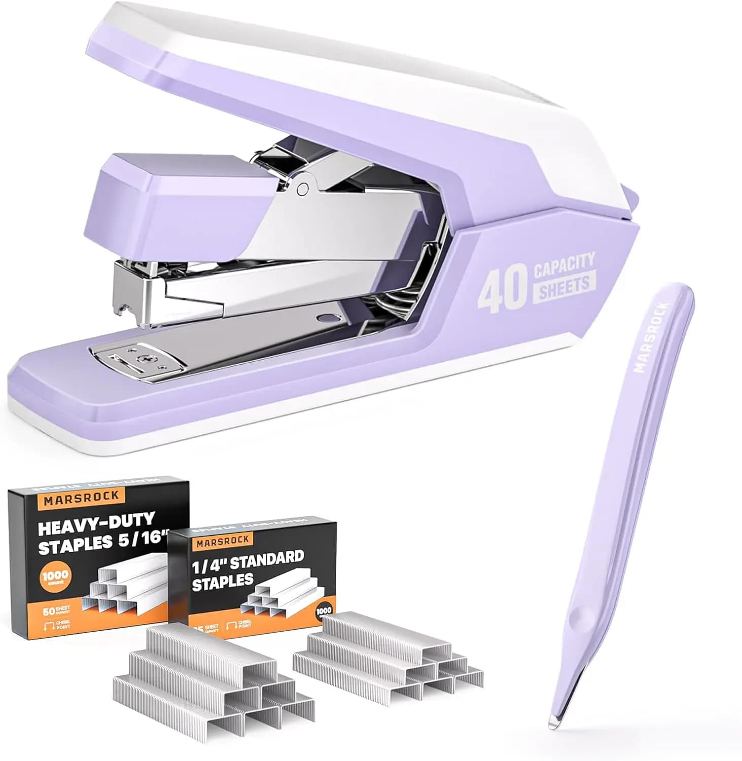 Effortless Stapler for Desk with 40-50 Sheet Capacity, 2000 Staples, 1-Touch Stapling, Ergonomic & Easy to Load Desktop Staplers