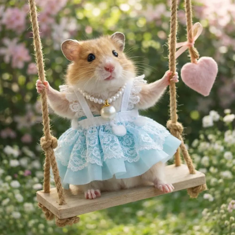 Beautiful Hamster Lace Skirt with Pearl Necklace Comfortable Small Pet Vest Handmade Animals Princess Dress Pet Photography