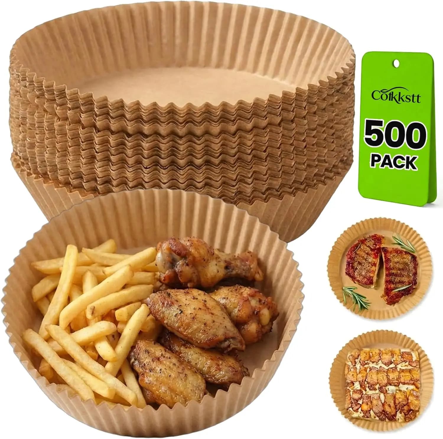 500 Pezzi di Rivestimenti Rotondi Monouso per Friggitrice ad Aria, Rivestimenti in Carta per Cestello Friggitrice ad Aria, Rivestimenti in Carta Forno Antiaderenti per Friggitrice ad Aria