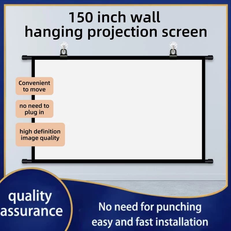150inch Wall-mounted Projector Screen 16:9 Ratio Outdoor Office Home Entertainment Portable High-definition Foldable