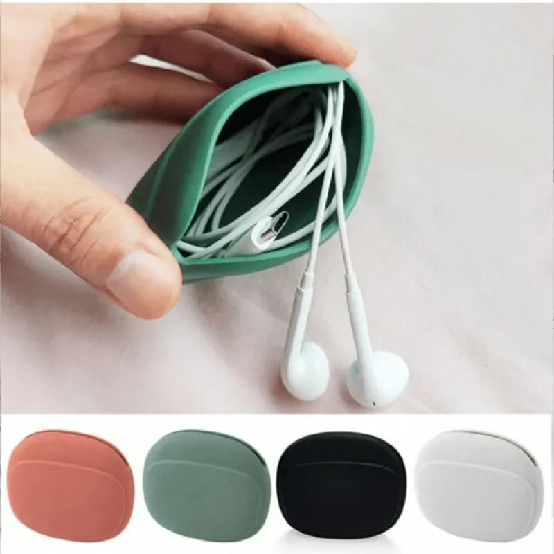 Custodia in silicone per cavi del cellulare, scatola porta cavi dati, organizer da viaggio per auricolari, fili, chiavi, chiavette USB