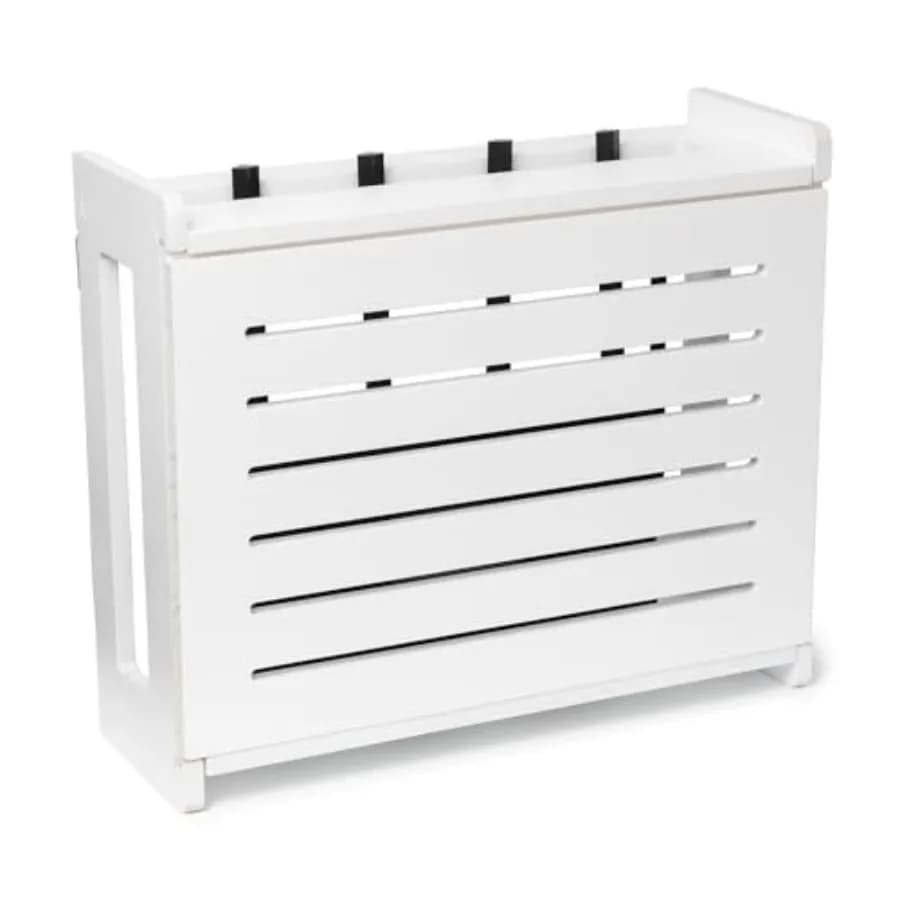 Scatola in Legno per Router WiFi - Coprimodem Decorativo Standard Montabile a Parete con Sistema di Gestione Cavi - Rustico