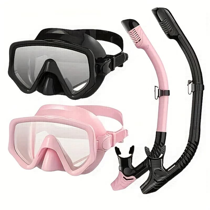 Set Maschera e Boccaglio per Immersioni Subacquee per Adulti, Vetro Temperato, Attrezzatura Professionale Panoramica per Snorkeling, Kit per Allenamento di Nuoto