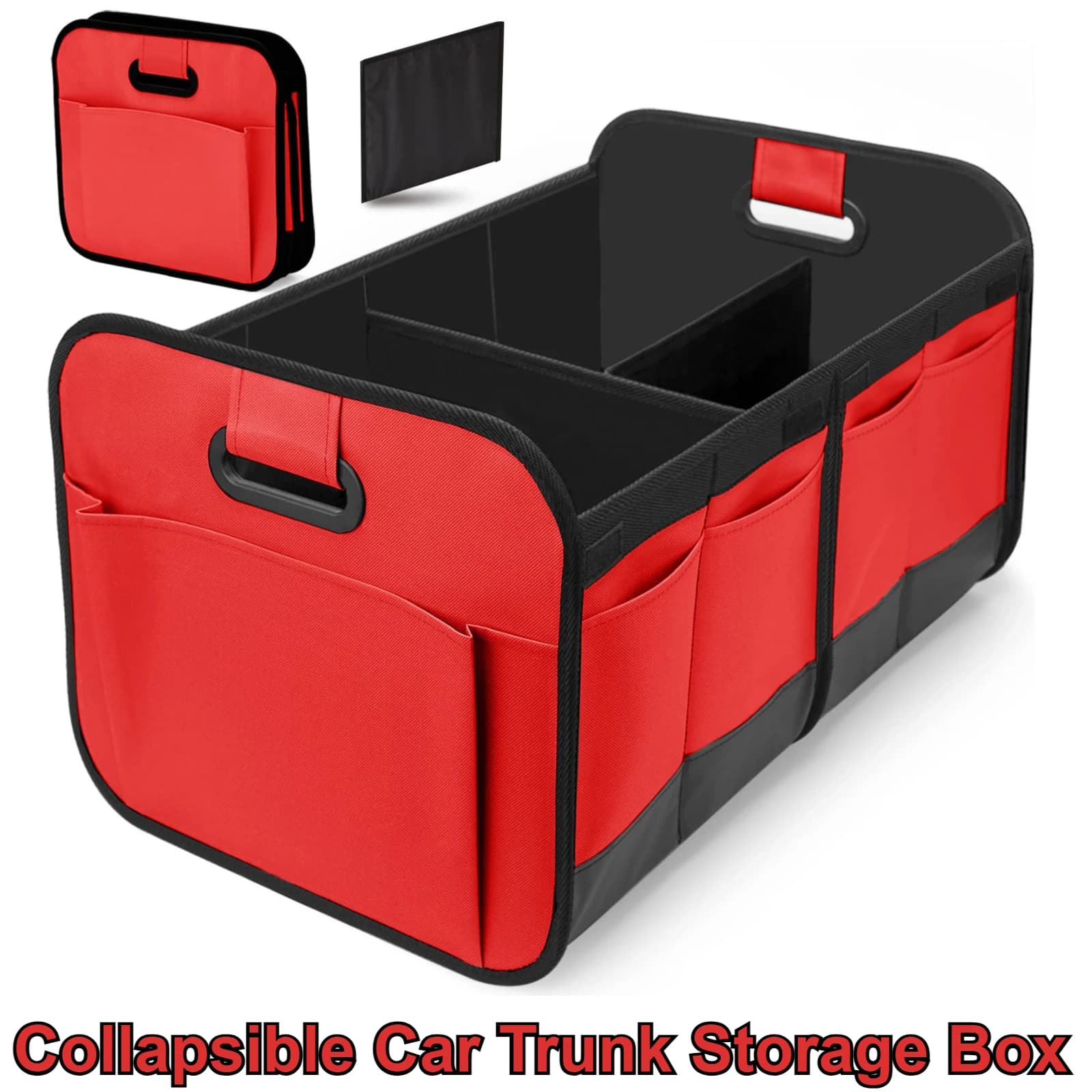 Scatola Pieghevole Grande per Bagagliaio Auto, Organizer Impermeabile in Tessuto Oxford 600D con Coperchio Ribaltabile e Maniglie Rinforzate per SUV/Van